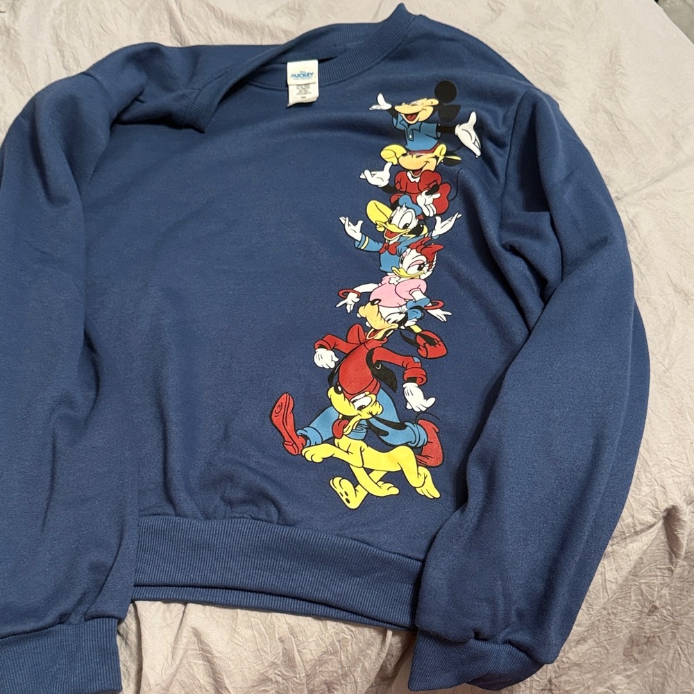 Disney Blue Crewneck Sweater with Character Design